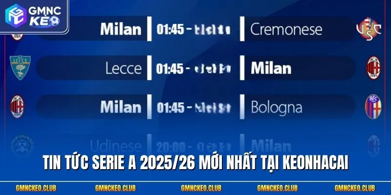 Tin tức Serie A 2025/26 mới nhất tại Keonhacai