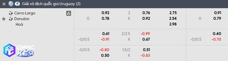 Tỷ lệ soi kèo Cerro Largo vs Danubio