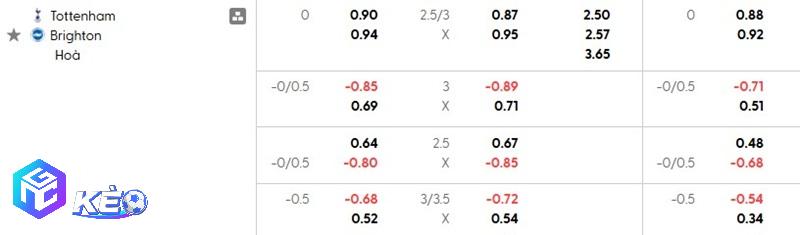 Tỷ lệ soi kèo Tottenham vs Brighton